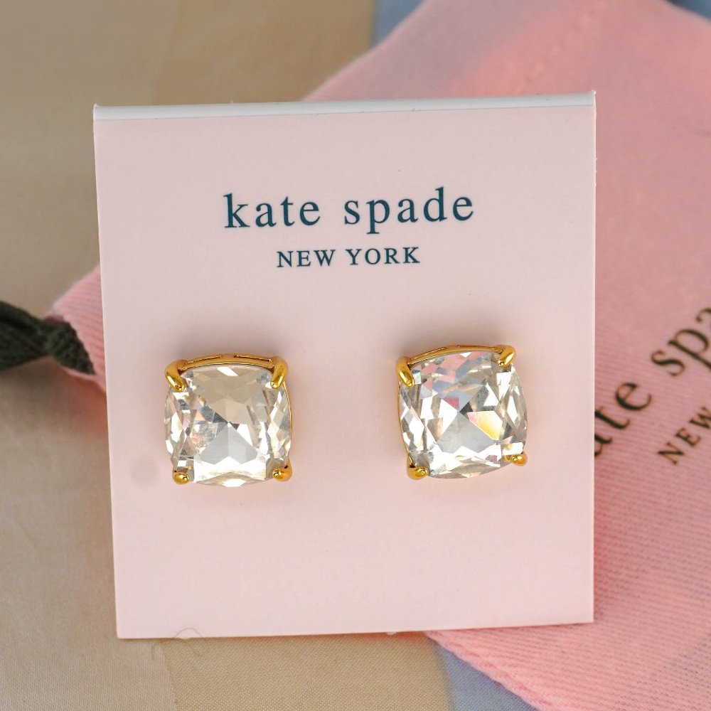 Kate Spade Small Square Stud Cubic Zirconia Gold/Clear (Brand New + Dust Bag)